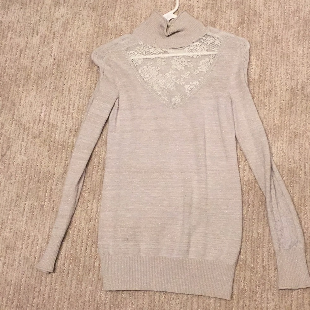 Free People gray sparkly turtle neck S